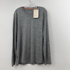 NEW Icebreaker Mens L Merino Wool Long Sleeve Base Layer Sphere II Gray Shirt